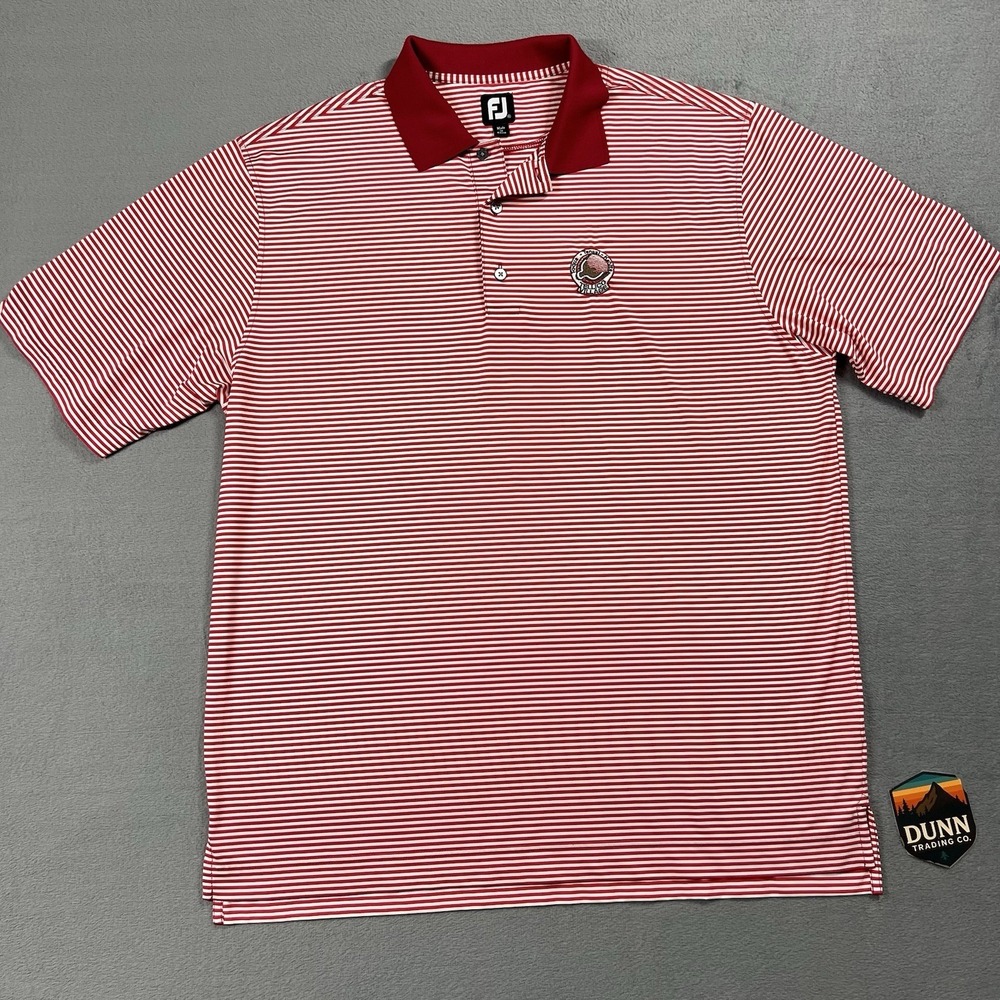 FootJoy Polo Shirt Mens XL Red Stripe Golf Performance Stretch Short Sleeve